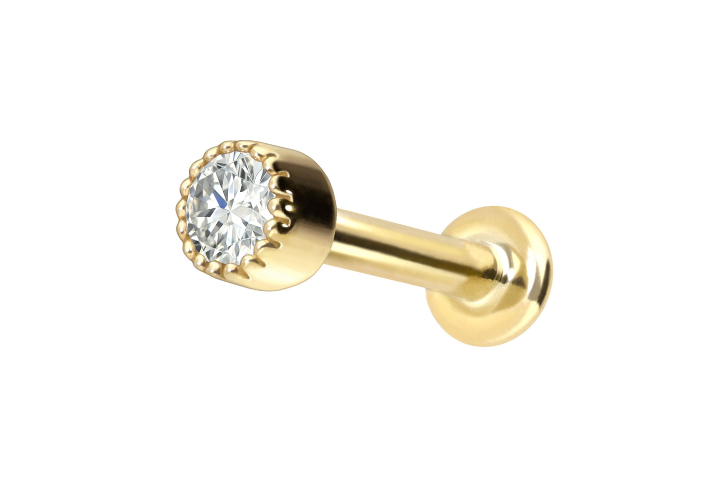 18 Karat Gold Labret Piercing mit Innengewinde DIAMANT-DISC